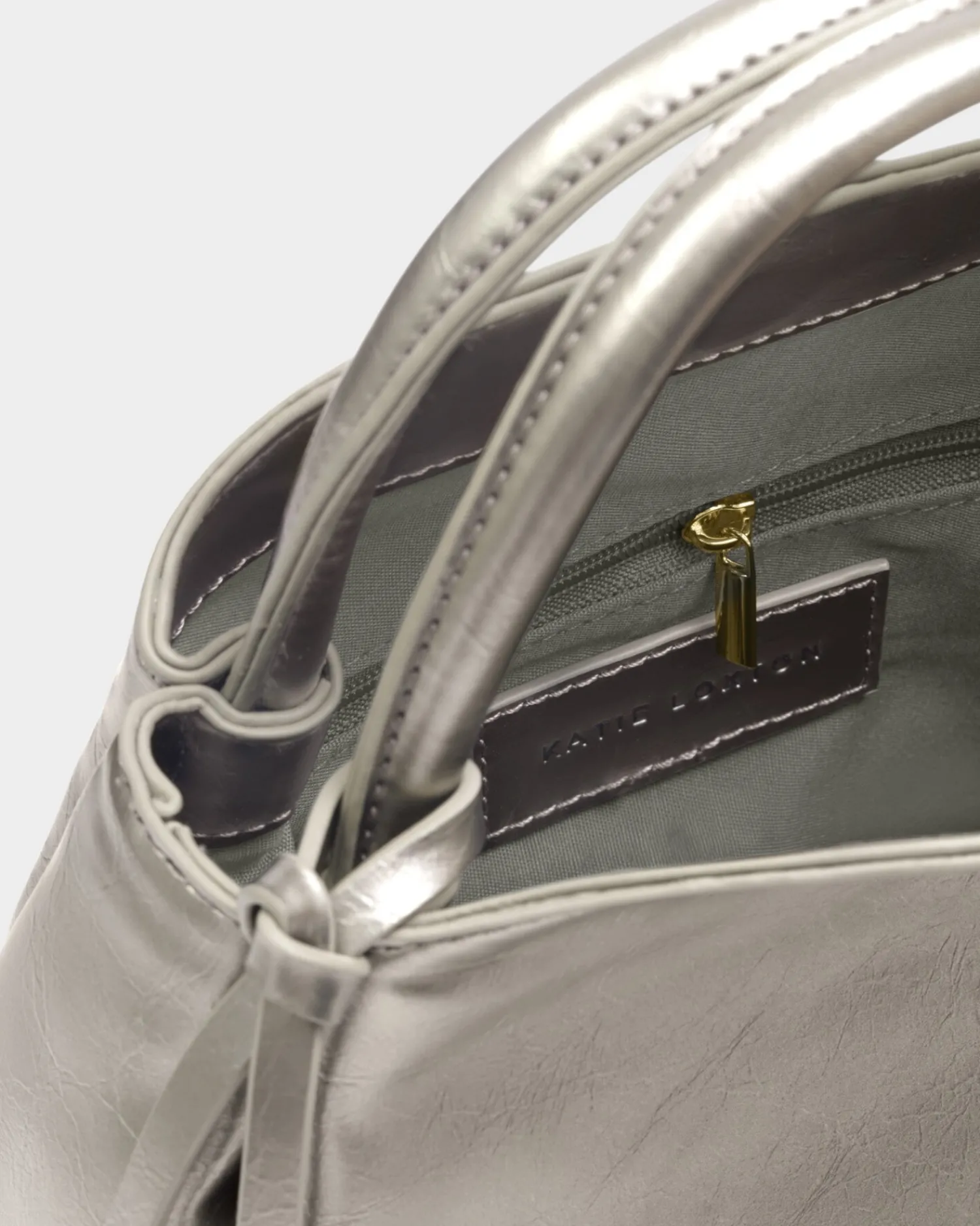 Katie Loxton Nova Patent Crackle Top Handle Bag Pewter Best