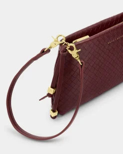 Katie Loxton Nova Woven Texture Clutch Cherry New