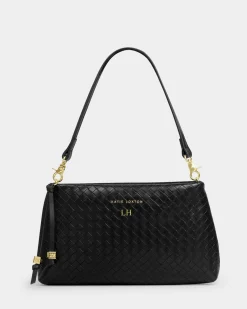 Katie Loxton Nova Woven Texture Clutch Black Hot