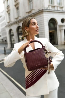 Katie Loxton Nova Woven Texture Top Handle Bag Cherry Online