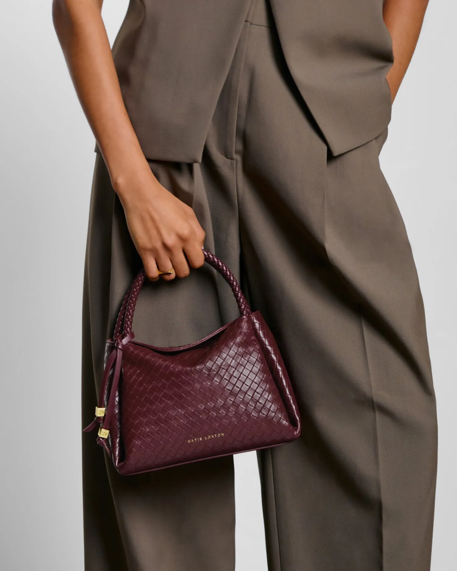 Katie Loxton Nova Woven Texture Top Handle Bag Cherry Online