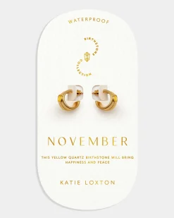 Katie Loxton ' Waterproof Gold Birthstone Hoop Earrings November Best