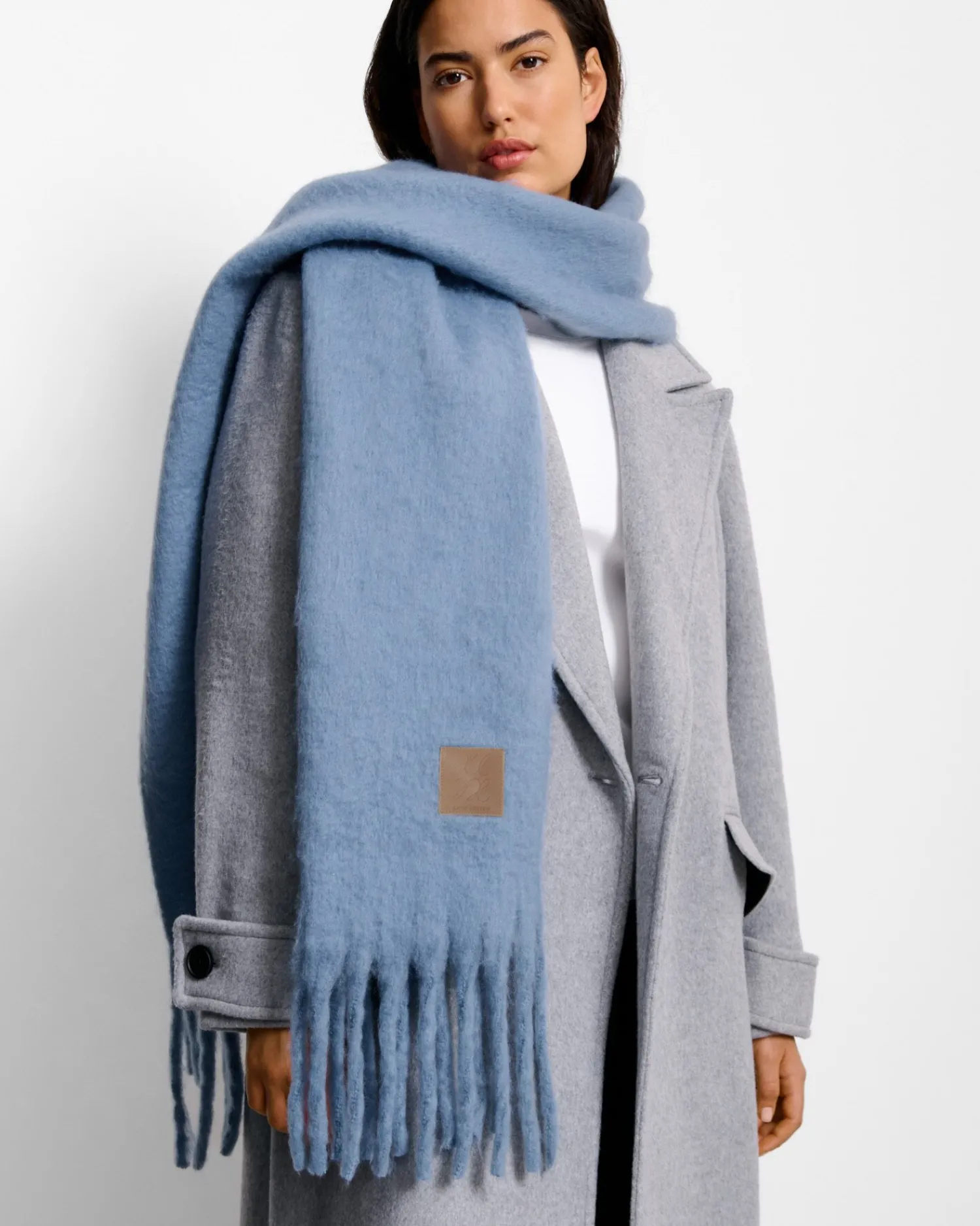 Katie Loxton Oversized Recycled Tassel Scarf Blue Clearance