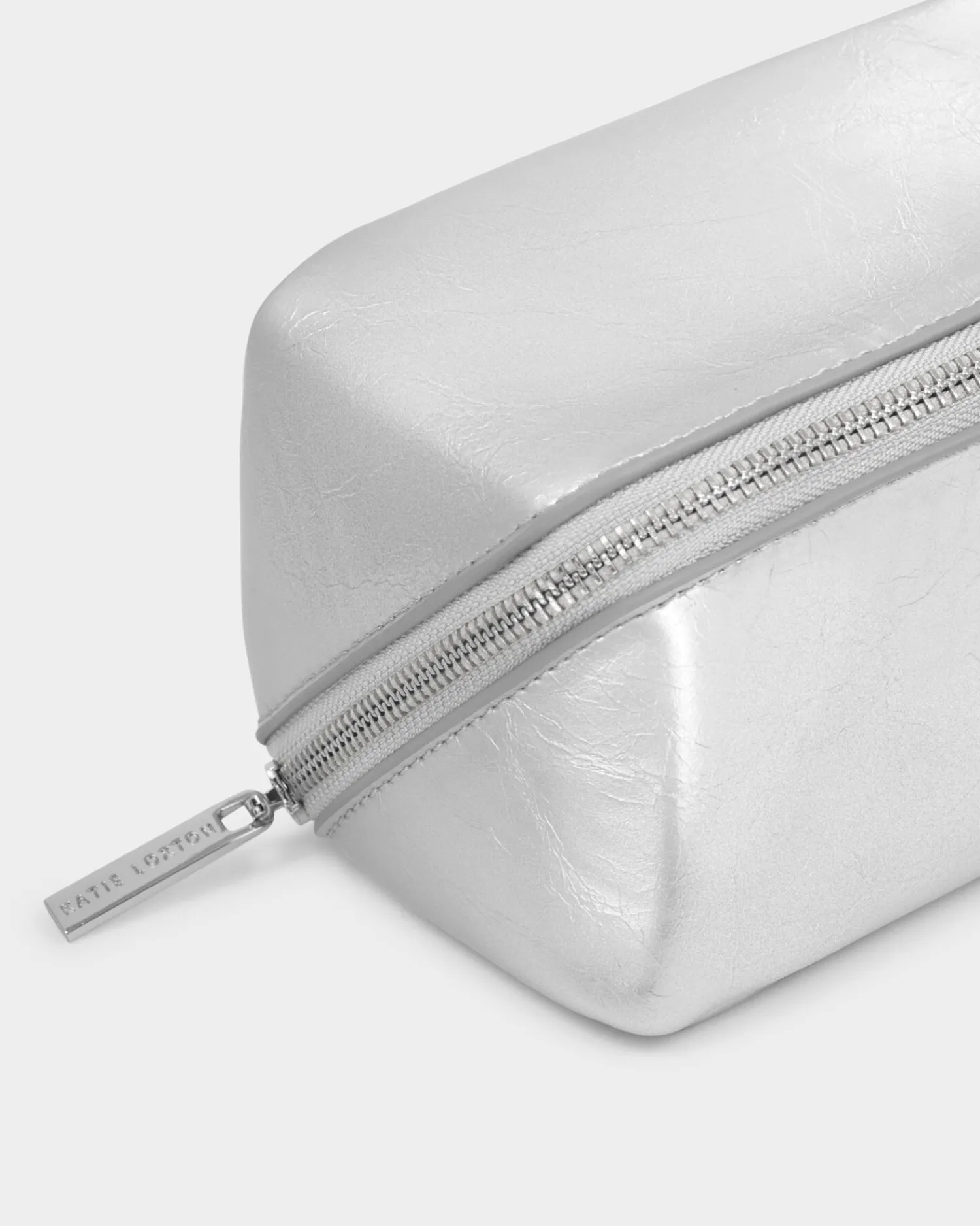 Katie Loxton Patent Crackle Fold-Out Mirror Makeup Bag Silver New