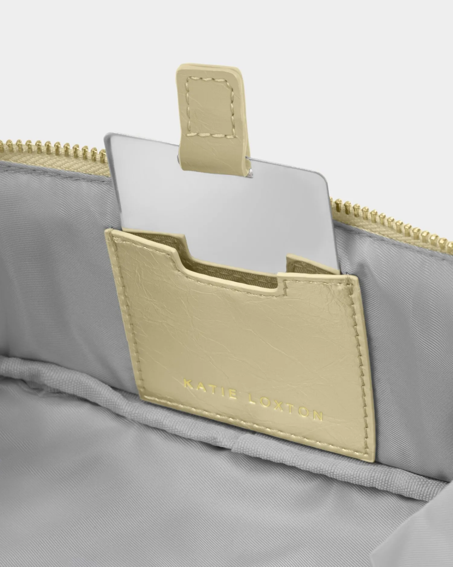 Katie Loxton Patent Crackle Fold-Out Mirror Makeup Bag Gold Outlet
