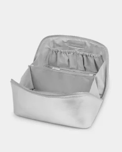 Katie Loxton Patent Crackle Large Makeup & Wash Bag Silver Sale