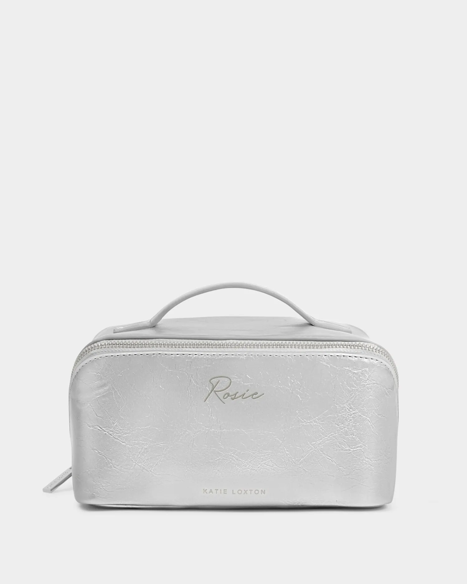 Katie Loxton Patent Crackle Medium Makeup & Wash Bag Silver