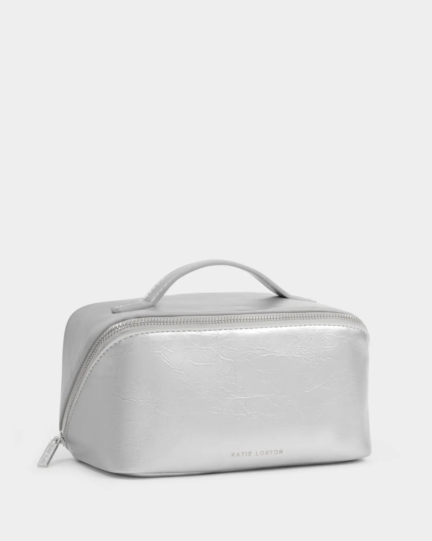 Katie Loxton Patent Crackle Medium Makeup & Wash Bag Silver