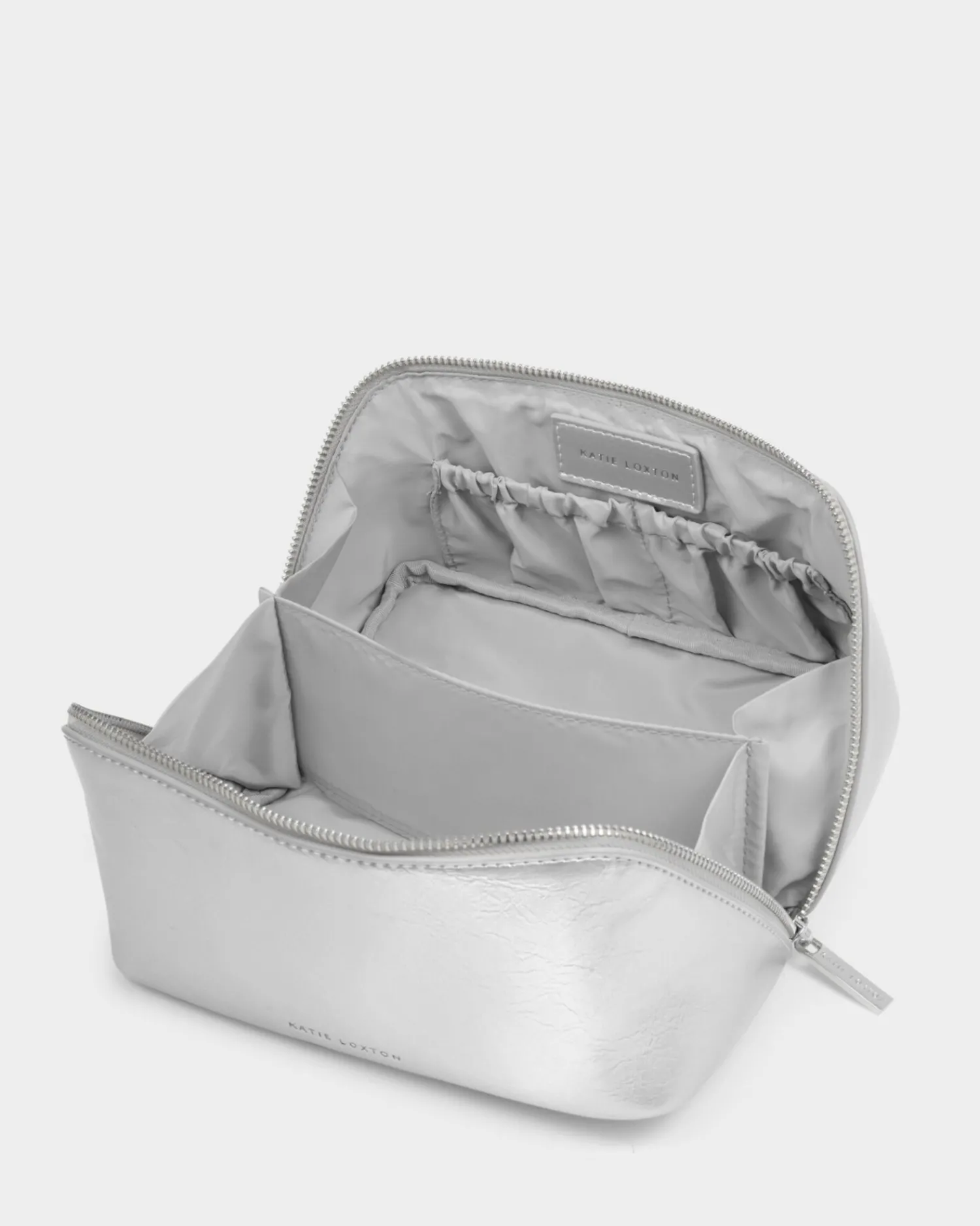 Katie Loxton Patent Crackle Medium Makeup & Wash Bag Silver