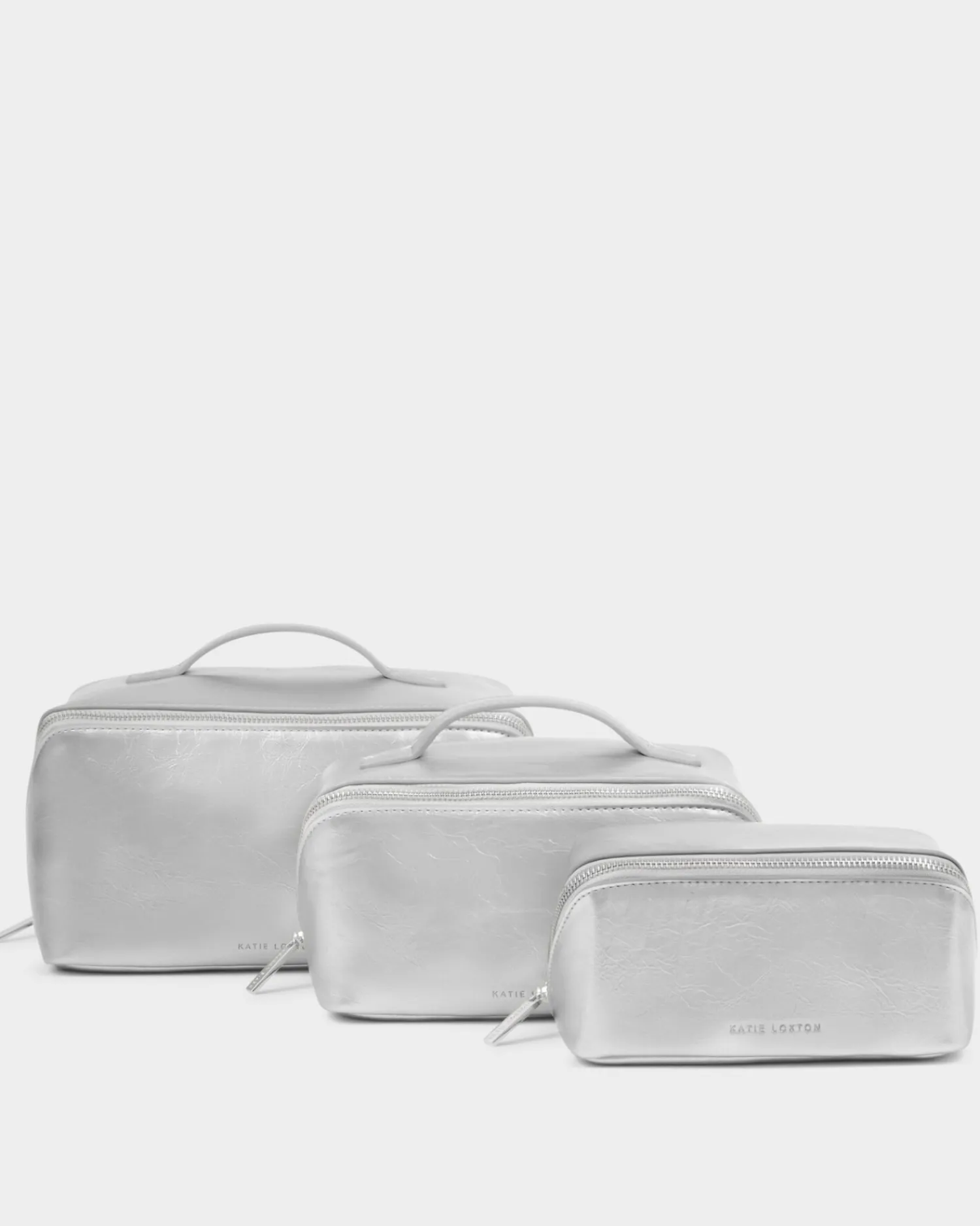 Katie Loxton Patent Crackle Medium Makeup & Wash Bag Silver