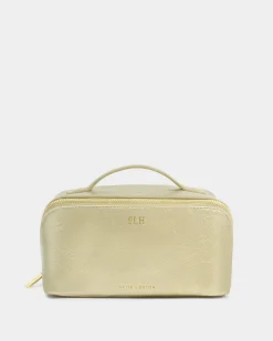 Katie Loxton Patent Crackle Medium Makeup & Wash Bag Gold Best
