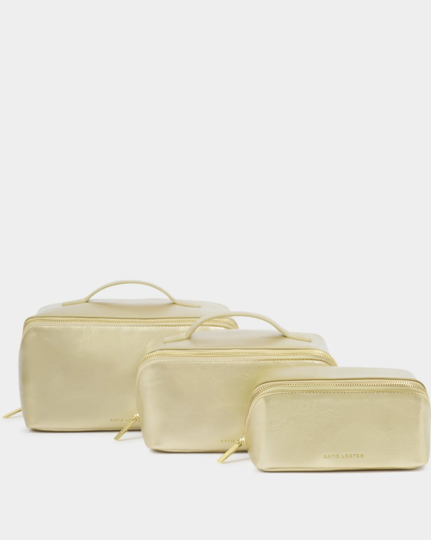 Katie Loxton Patent Crackle Medium Makeup & Wash Bag Gold Best