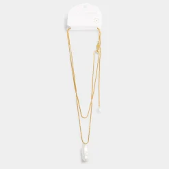 Katie Loxton Pearl Lustre Waterproof Gold Lariat Necklace Outlet