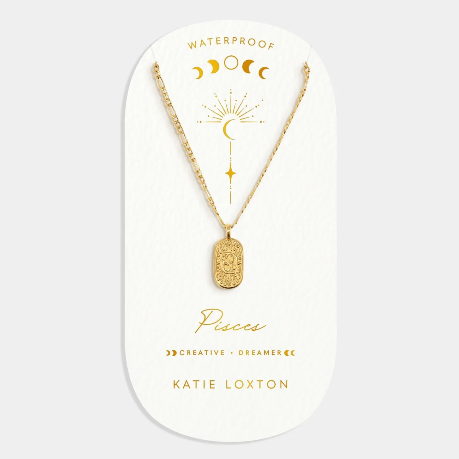 Katie Loxton Pisces' Waterproof Gold Zodiac Necklace 19th Feb 20th Mar Online