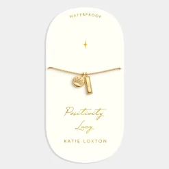 Katie Loxton ' Waterproof Gold Charm Bracelet Positivity Clearance