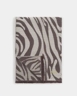 Katie Loxton Printed Blanket Scarf Chocolate Discount
