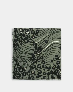 Katie Loxton Printed Foil Scarf Khaki New