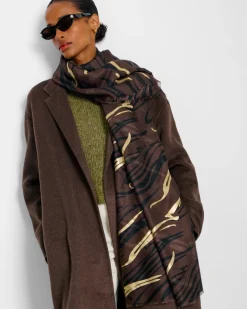 Katie Loxton Printed Foil Scarf Chocolate Online