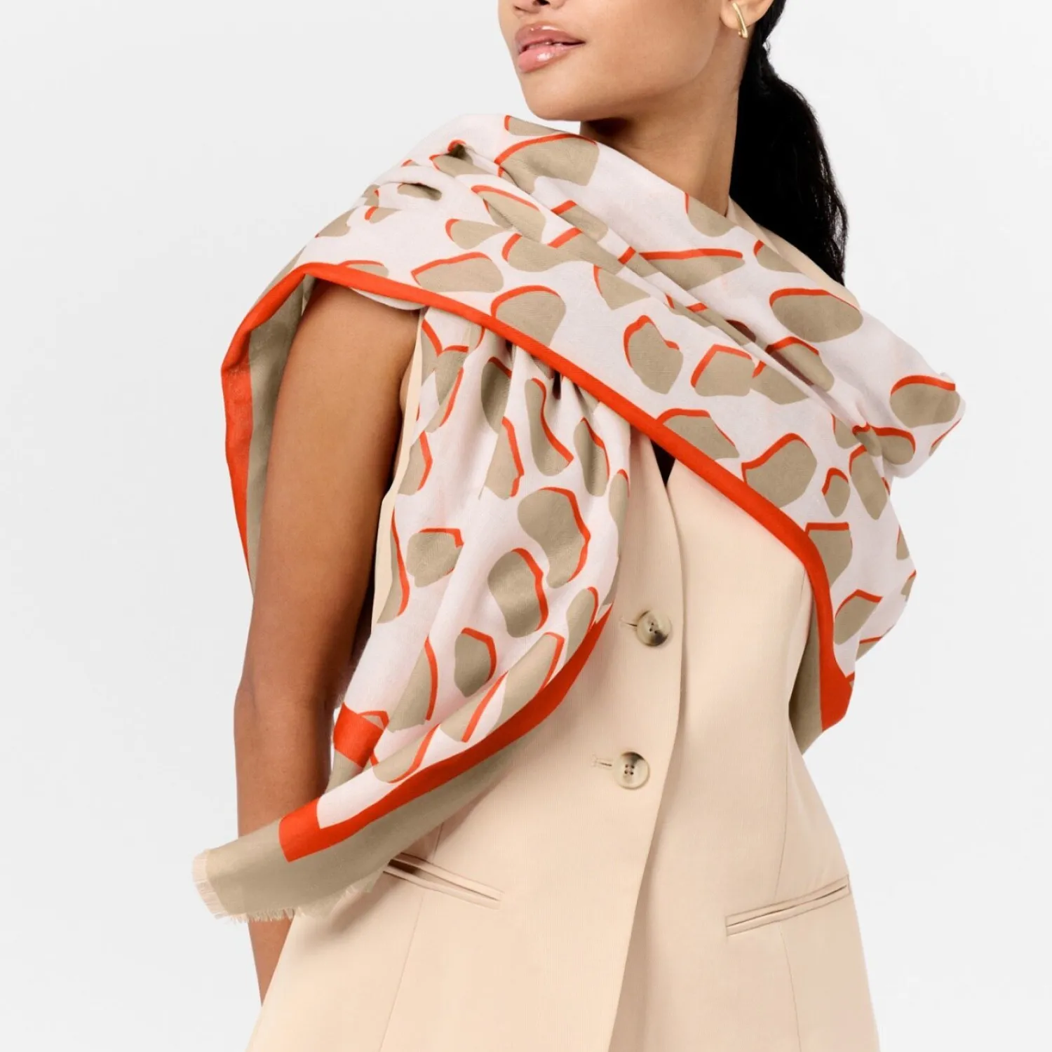 Katie Loxton Printed Scarf Ecru Discount