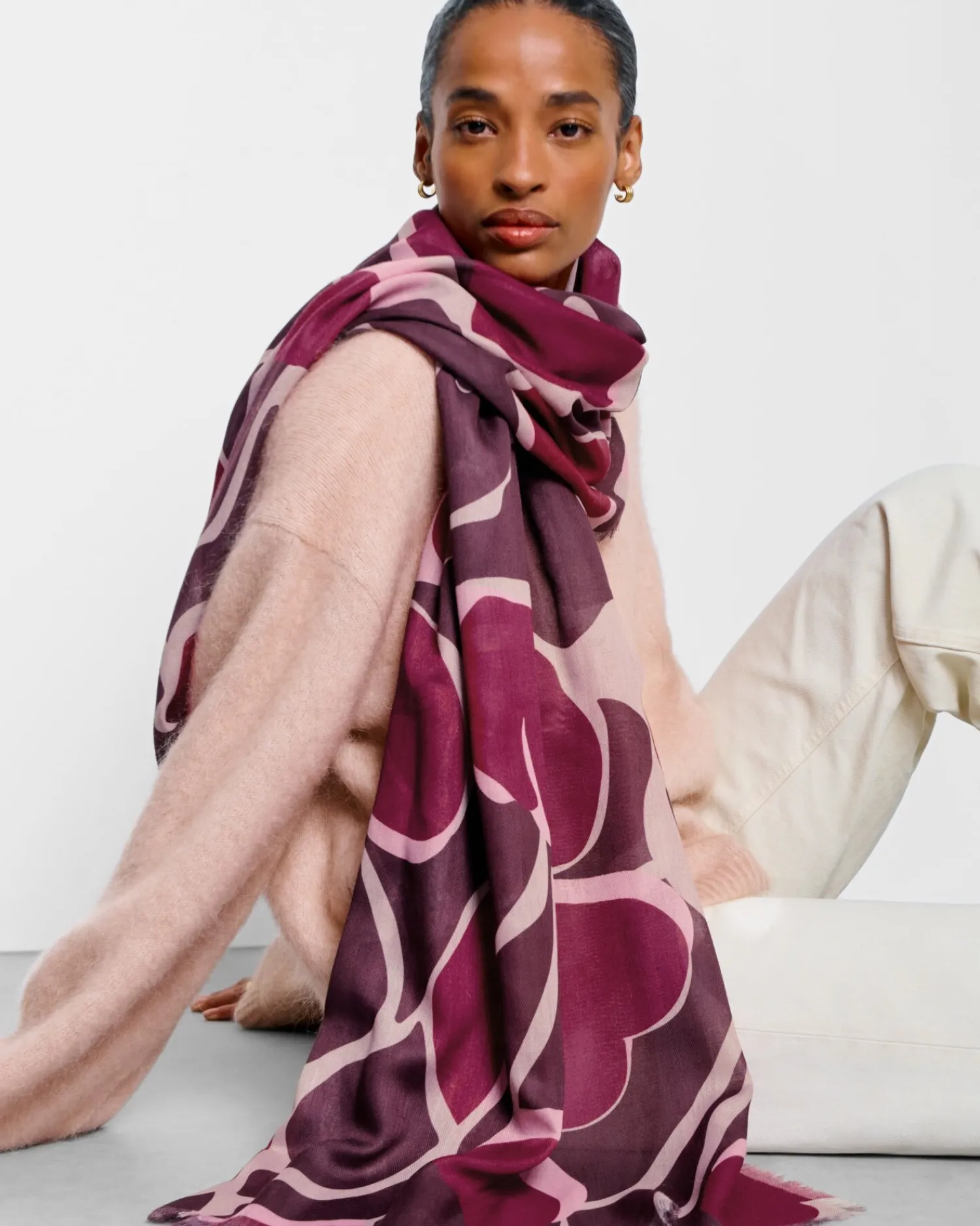 Katie Loxton Printed Scarf Maroon