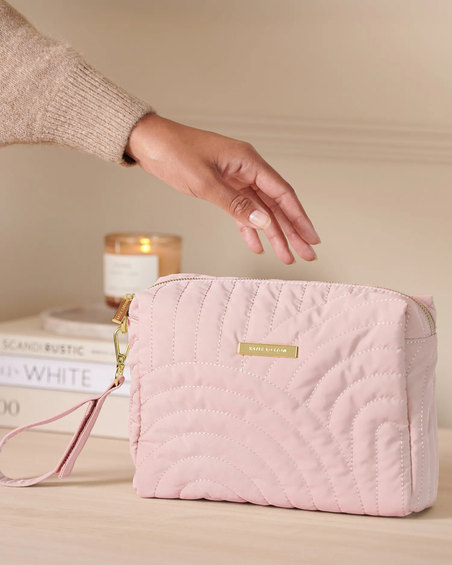 Katie Loxton Quilted Wristlet Organiser Blush Pink Online
