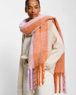 Katie Loxton Recycled Checked Tassel Scarf Lilac Online