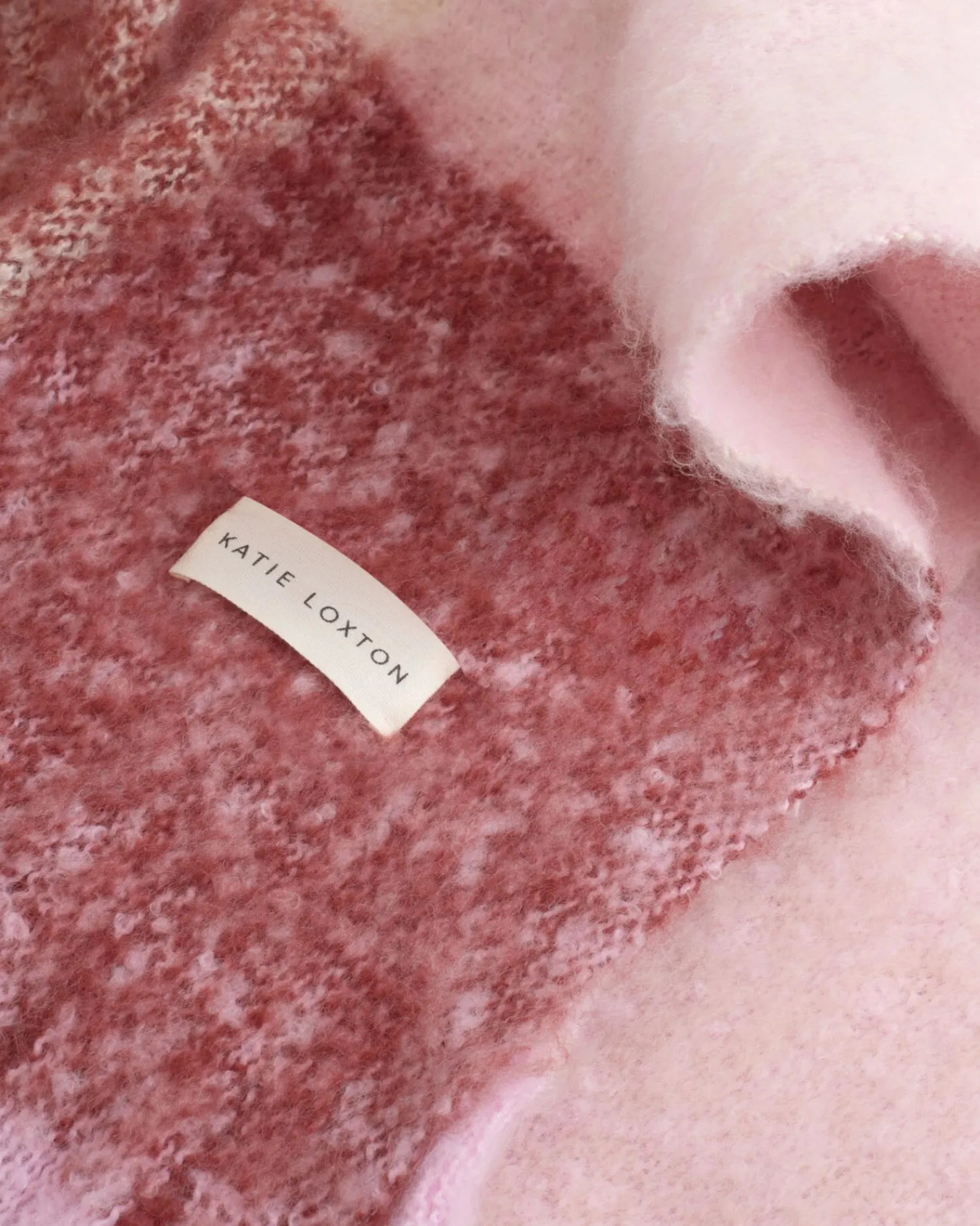 Katie Loxton Recycled Checked Tassel Scarf Pink Sale