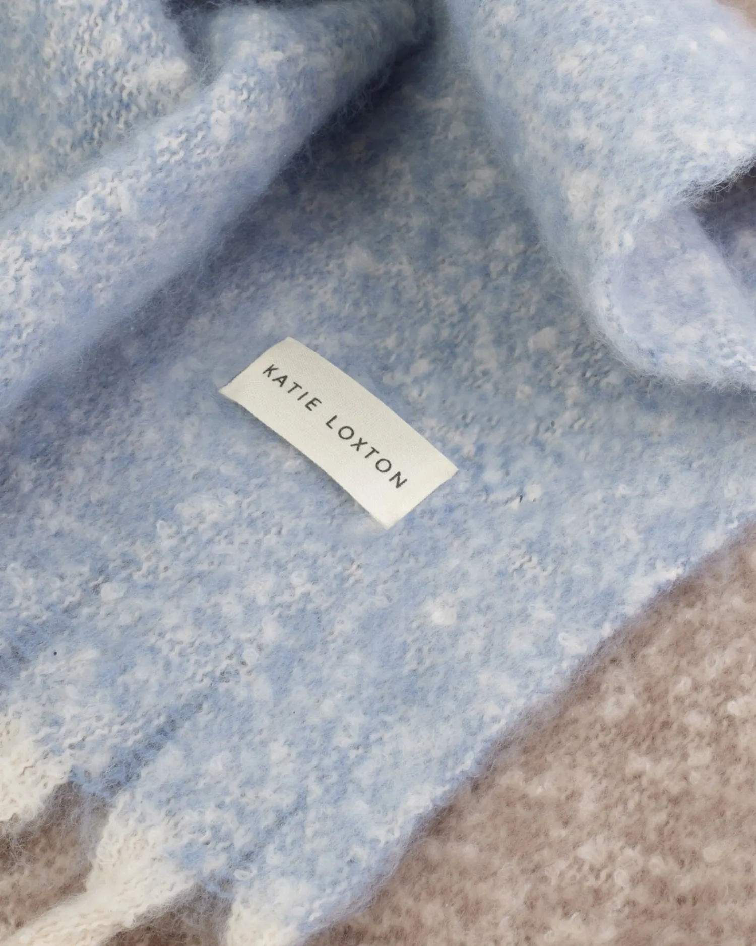 Katie Loxton Recycled Striped Tassel Scarf Blue New