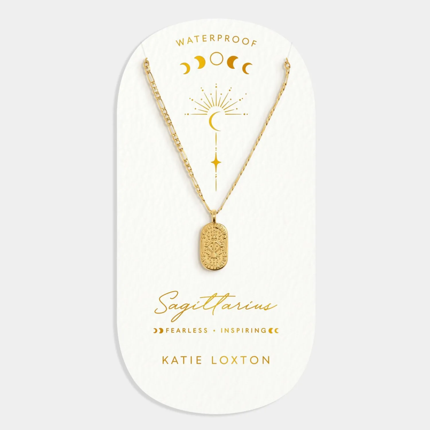 Katie Loxton Sagittarius' Waterproof Gold Zodiac Necklace 22nd Nov 21st Dec Clearance
