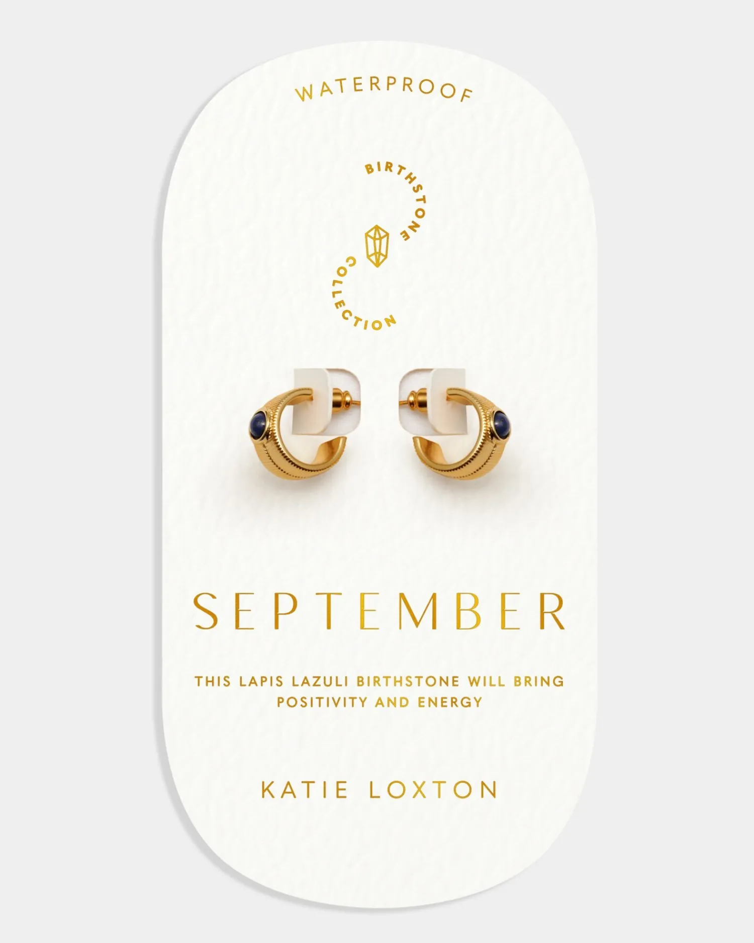 Katie Loxton ' Waterproof Gold Birthstone Hoop Earrings September