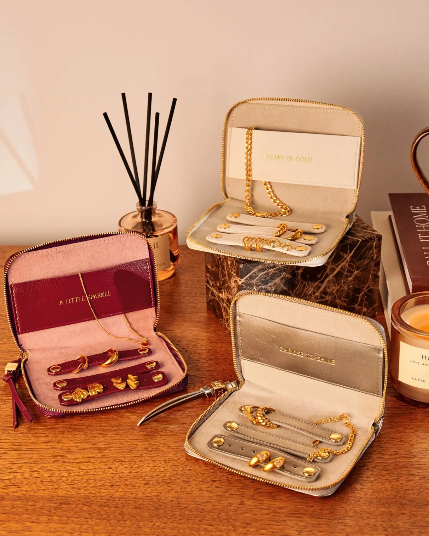 Katie Loxton Slim Jewellery Case Pewter New