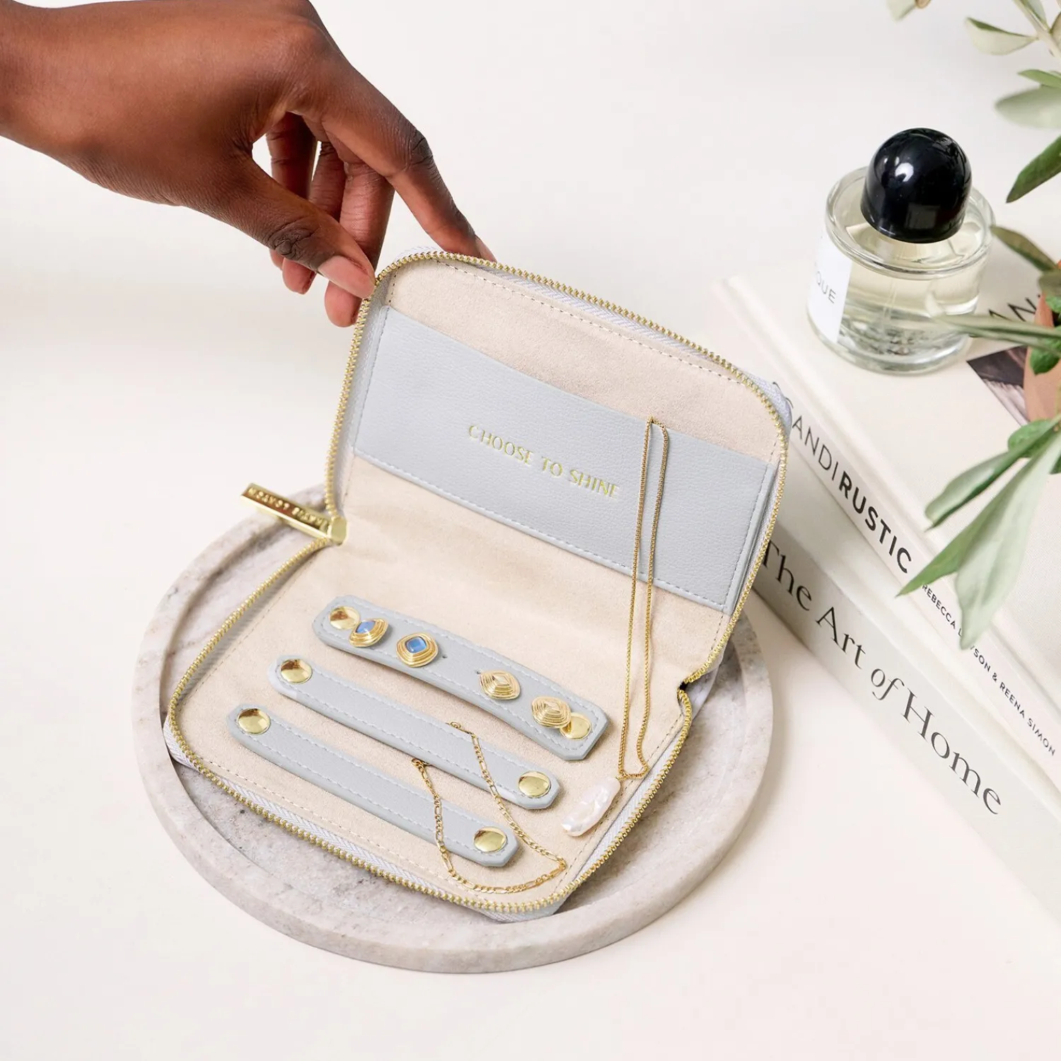 Katie Loxton Slim Jewellery Case 'Choose To Shine' Powder Blue Outlet