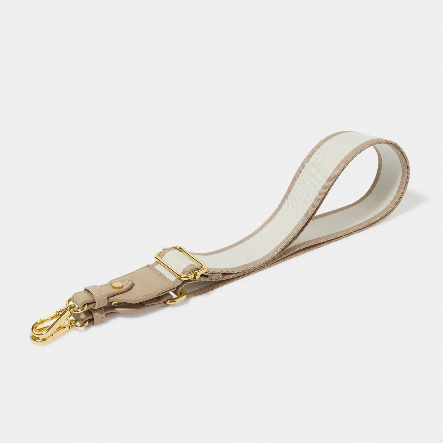 Katie Loxton Stripe Canvas Bag Strap Light Taupe New