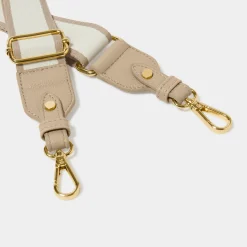 Katie Loxton Stripe Canvas Bag Strap Light Taupe New