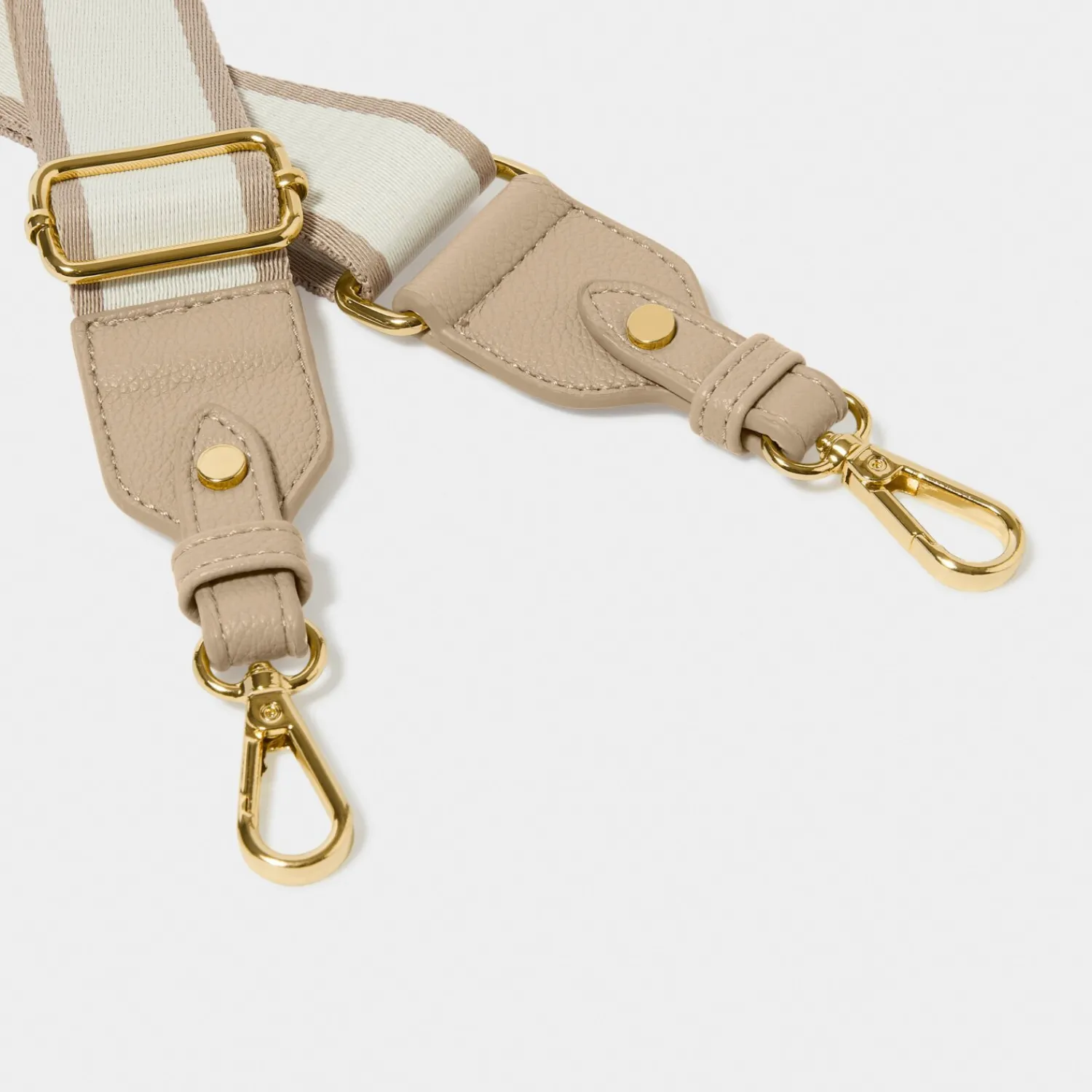 Katie Loxton Stripe Canvas Bag Strap Light Taupe New