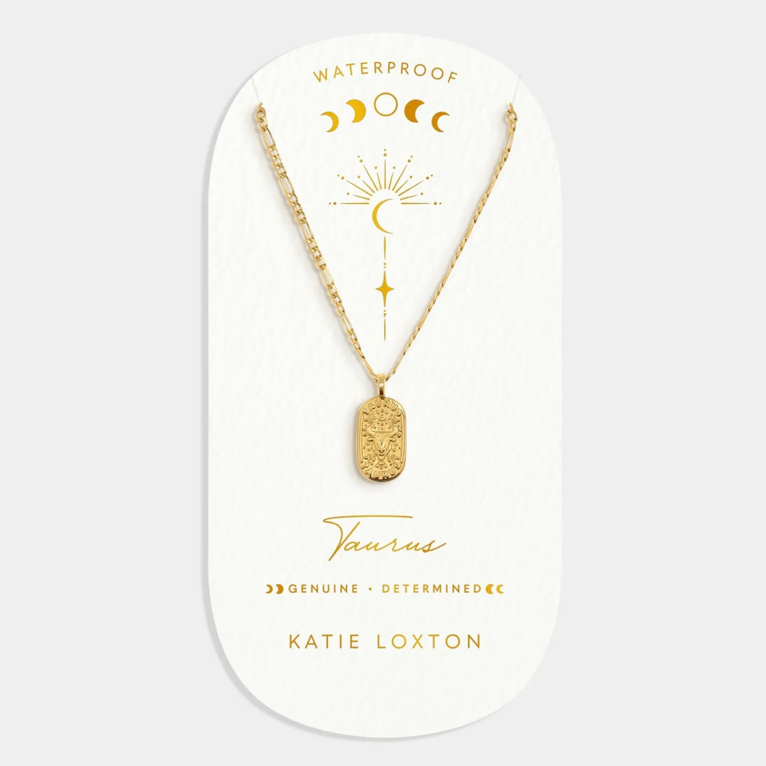 Katie Loxton Taurus' Waterproof Gold Zodiac Necklace 20th Apr 20th May Hot