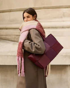 Katie Loxton Taya Hand Woven Suedette Tote Bag Cherry Outlet