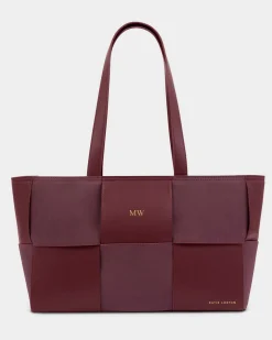 Katie Loxton Taya Hand Woven Suedette Tote Bag Cherry Outlet