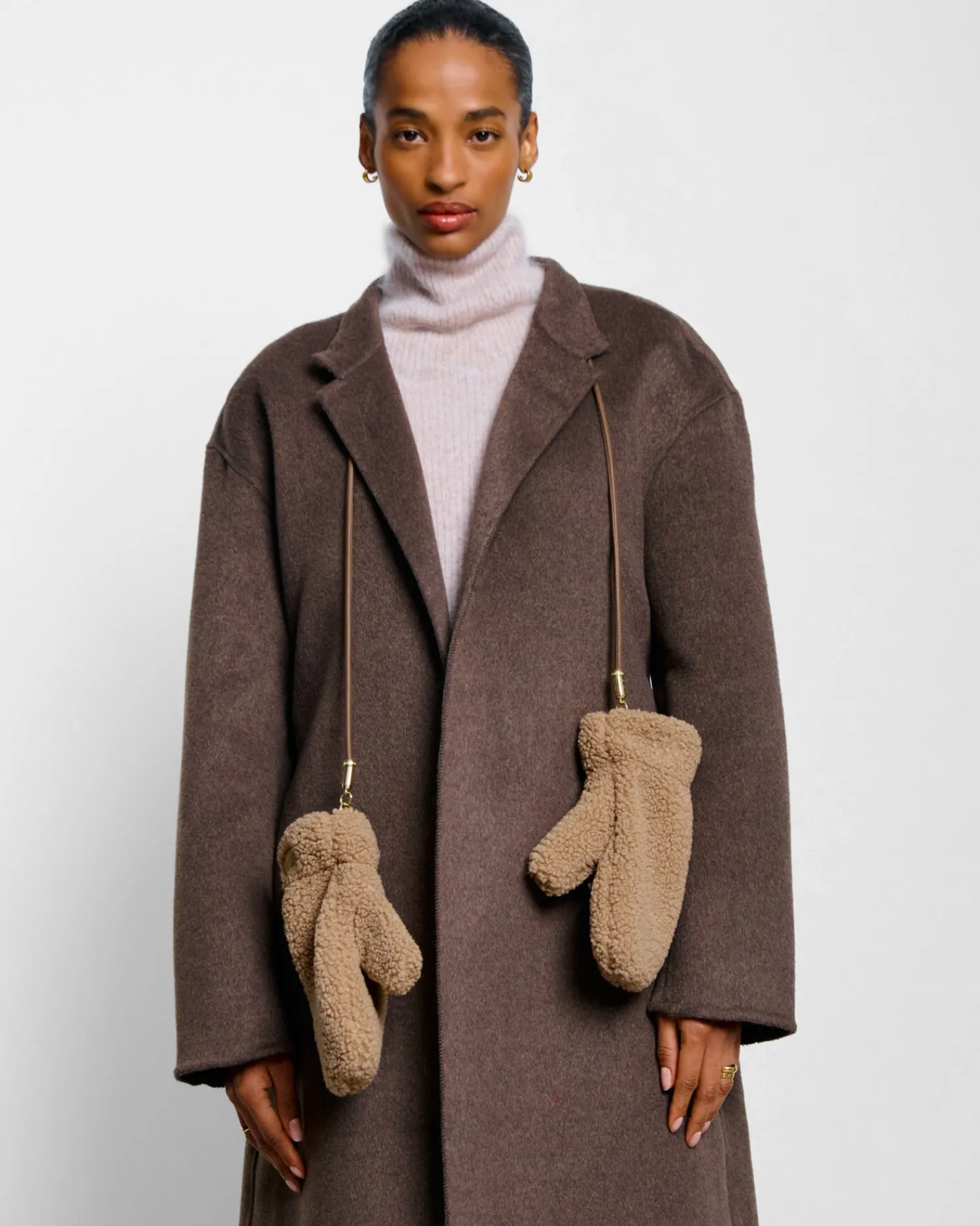 Katie Loxton Teddy Mittens with Cord Tan Online