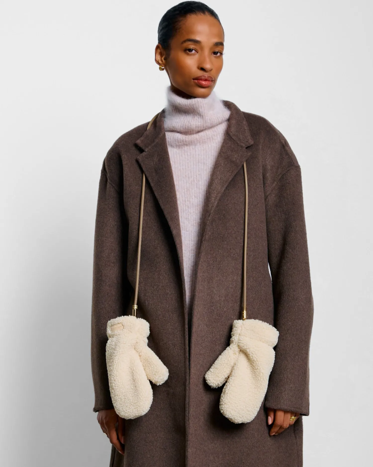 Katie Loxton Teddy Mittens with Cord Cream Discount