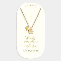 Katie Loxton 30th Birthday' Waterproof Gold Sentiment Necklace Clearance