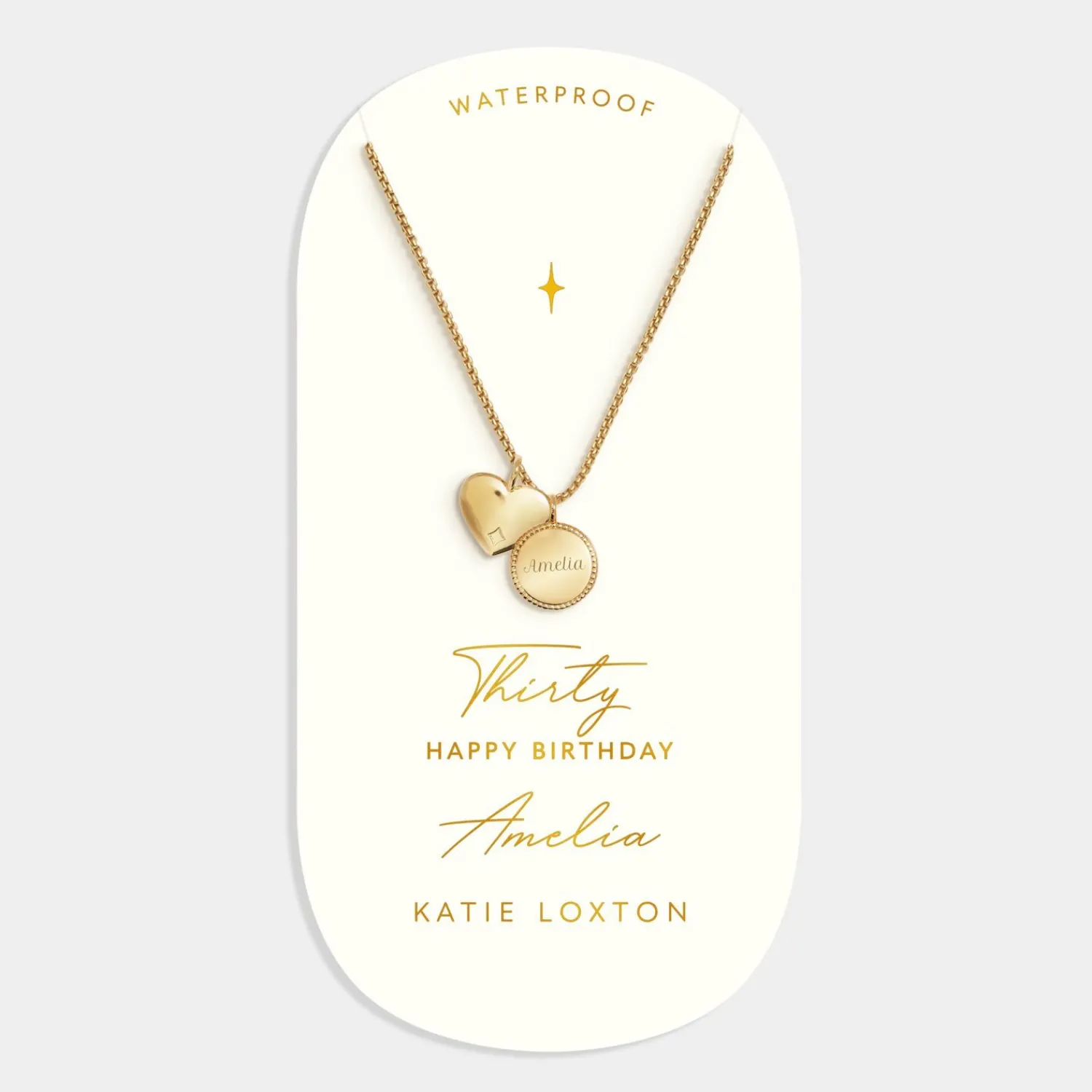 Katie Loxton 30th Birthday' Waterproof Gold Sentiment Necklace Clearance