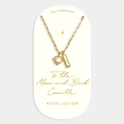 Katie Loxton To The Moon and Back' Waterproof Gold Charm Necklace To The Moon & Back Clearance