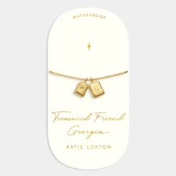 Katie Loxton ' Waterproof Gold Charm Bracelet Treasured Friend Outlet