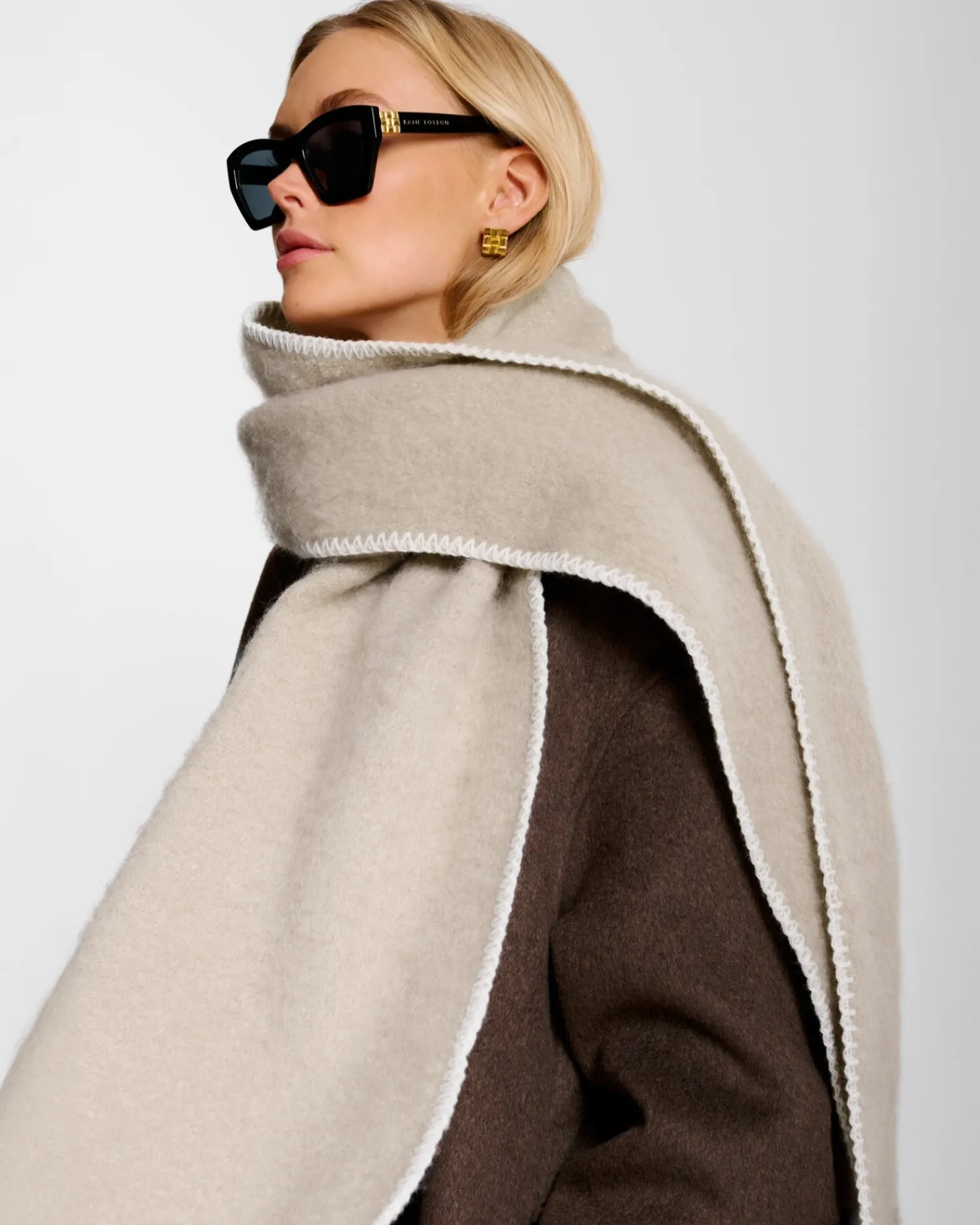 Katie Loxton Whipstitch Scarf Taupe Sale