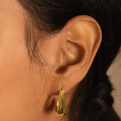 Katie Loxton With Love' Waterproof Gold Dome Hoop Earrings Outlet