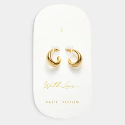 Katie Loxton With Love' Waterproof Gold Dome Hoop Earrings Outlet