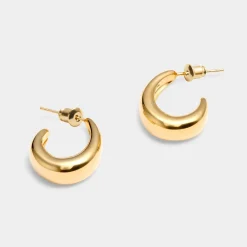 Katie Loxton With Love' Waterproof Gold Dome Hoop Earrings Outlet