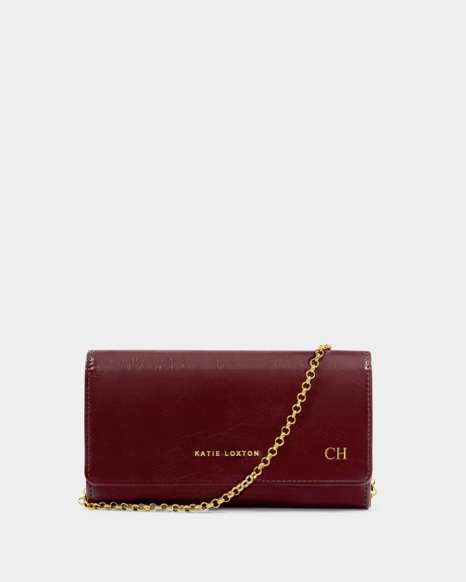 Katie Loxton Zea Patent Crackle Crossbody Purse Cherry Hot