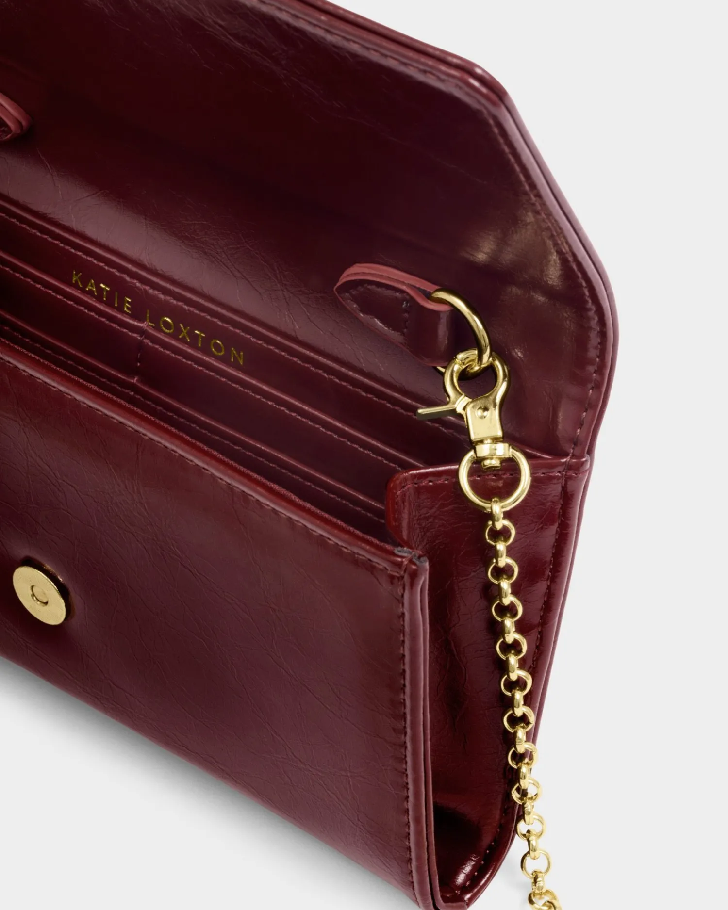 Katie Loxton Zea Patent Crackle Crossbody Purse Cherry Hot